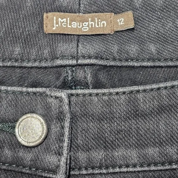 J. McLaughlin Black Straight Leg Mid Rise Cotton/Spandex Denim Jeans Size 12