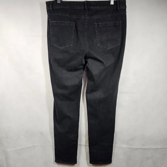 J. McLaughlin Black Straight Leg Mid Rise Cotton/Spandex Denim Jeans Size 12