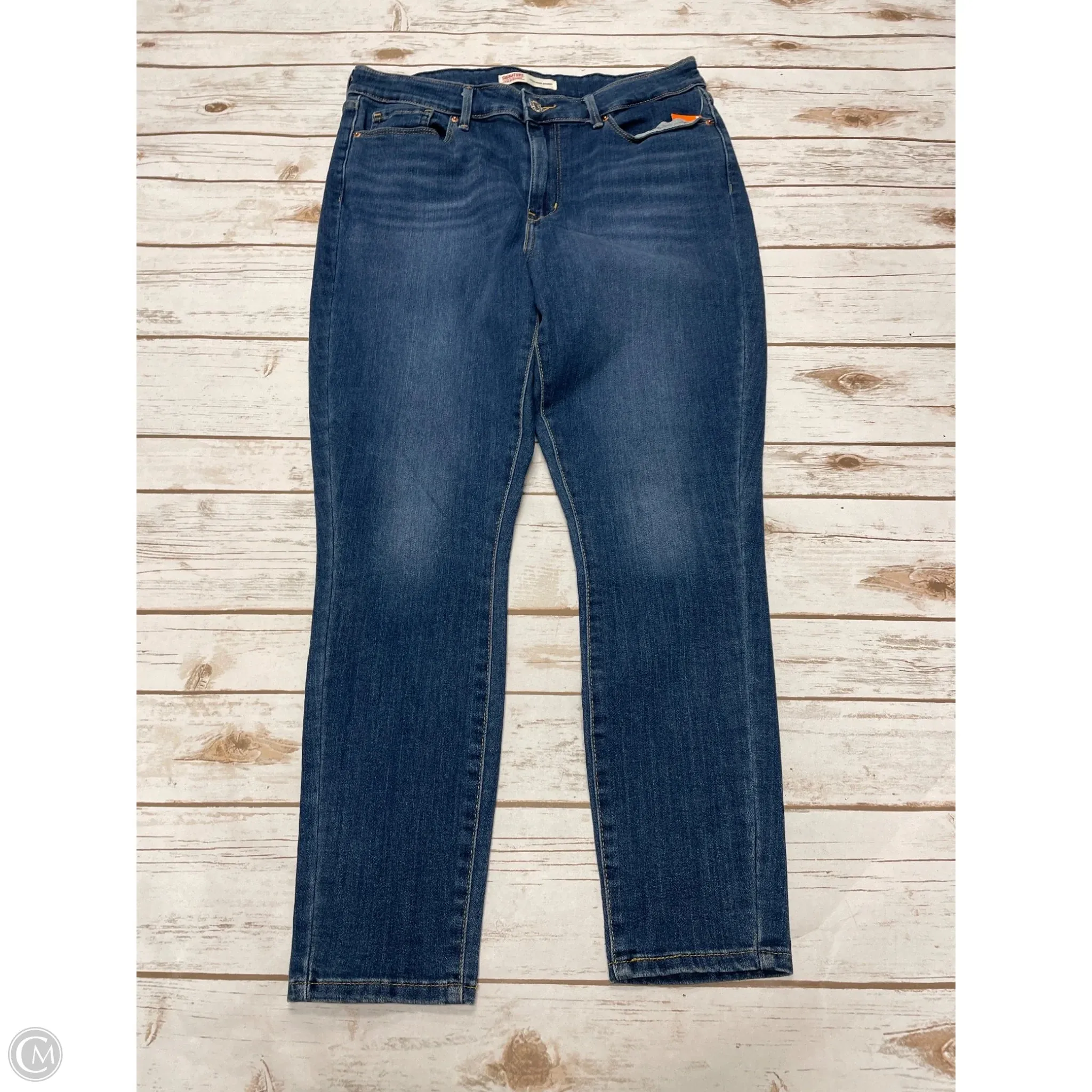 Jeans Straight By Levis In Blue Denim, Size: 12
