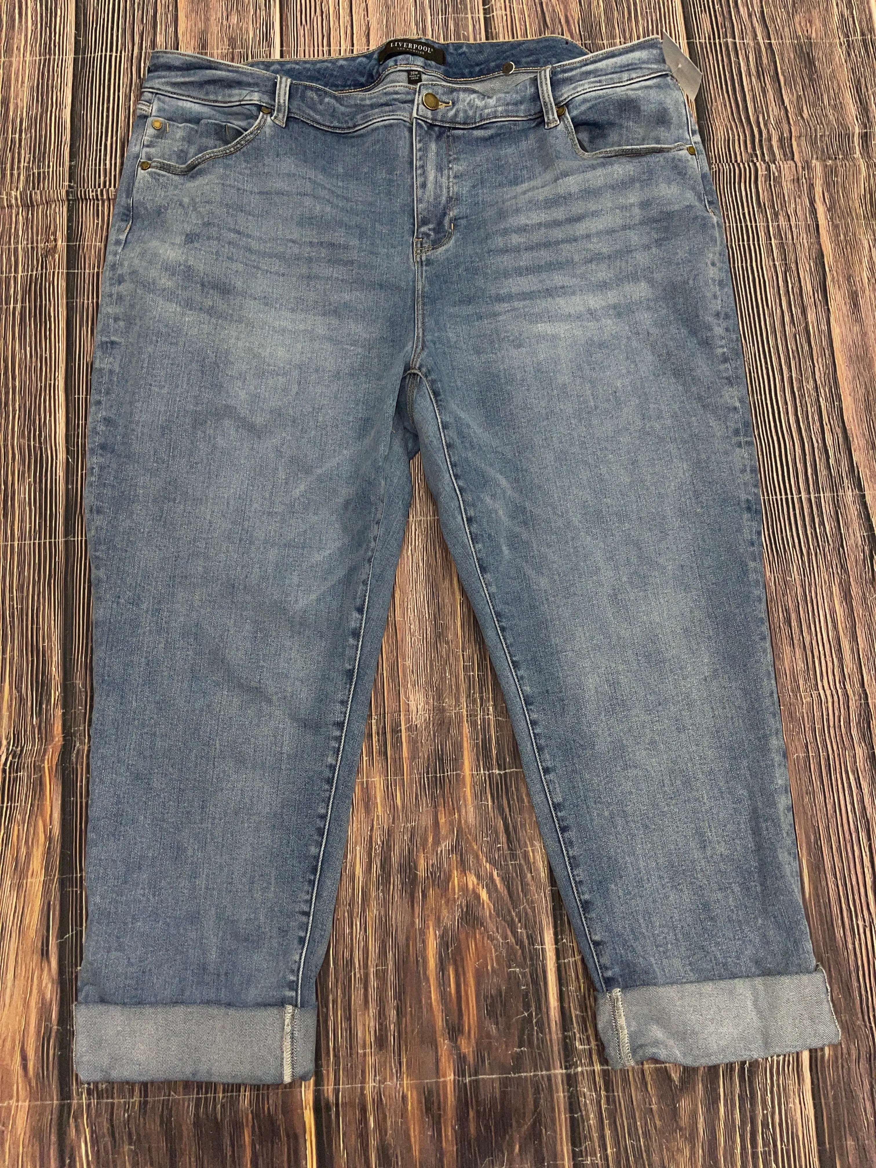 Jeans Straight By Liverpool In Blue Denim, Size: 20