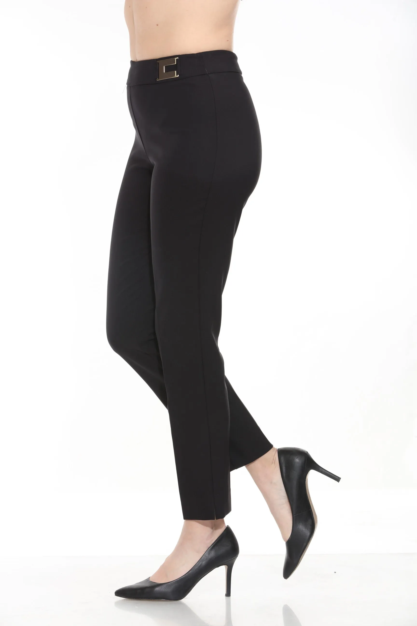 Joseph Ribkoff Black High-Rise Slim-Fit Trouser Pants 243145