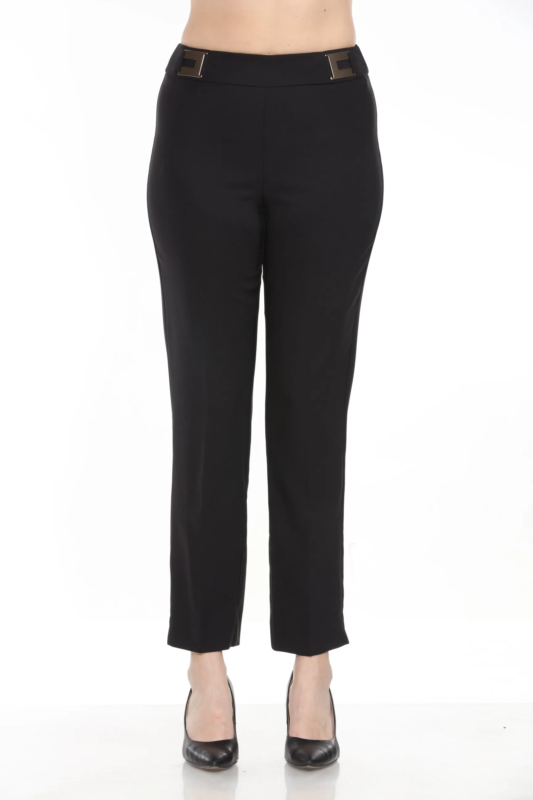 Joseph Ribkoff Black High-Rise Slim-Fit Trouser Pants 243145
