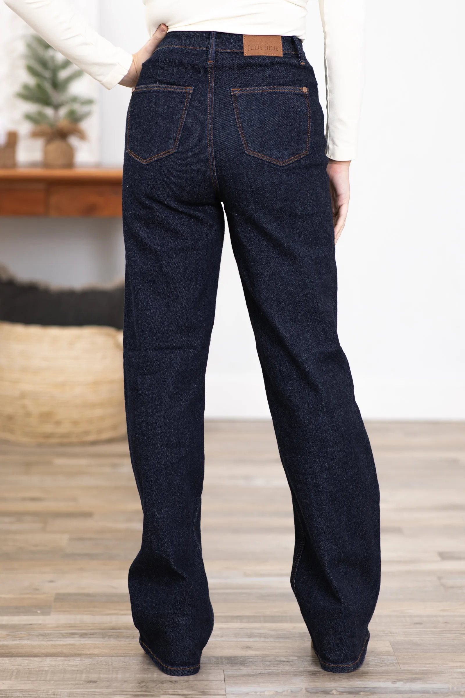 Judy Blue Dark Wash Wide Leg Jeans With Seam