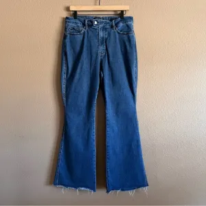 Judy Blue Flare Wide Leg Raw Hem Double Button Jeans in Classic Blue Size 16W