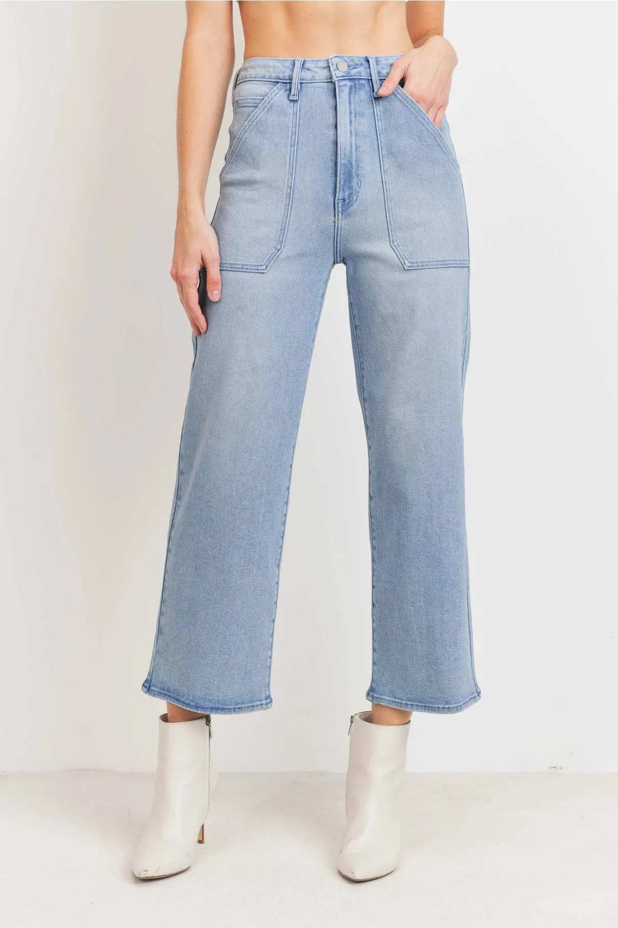 Just Black | Cargo Pocket Wide Leg {Light Denim}