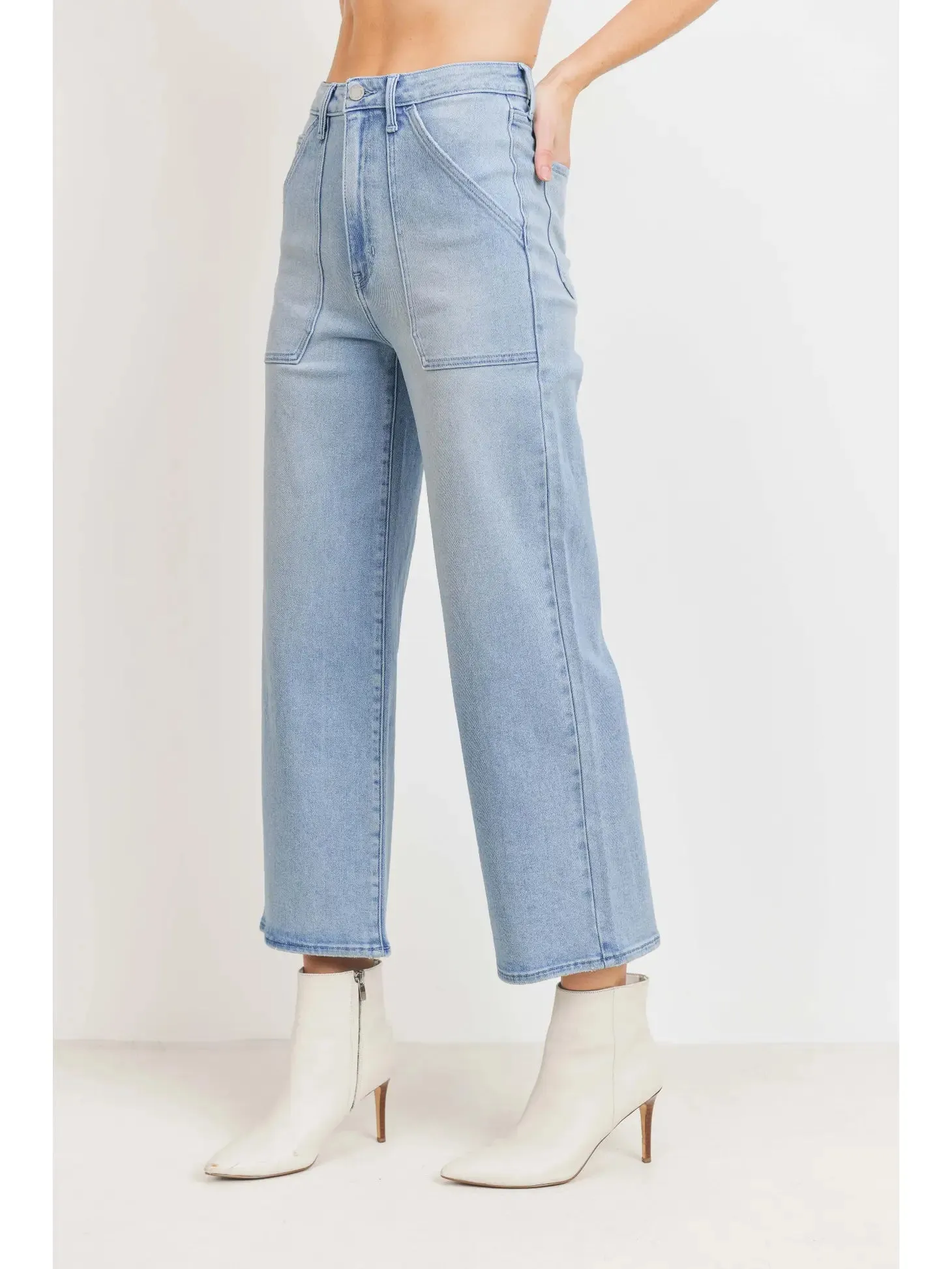 Just Black | Cargo Pocket Wide Leg {Light Denim}
