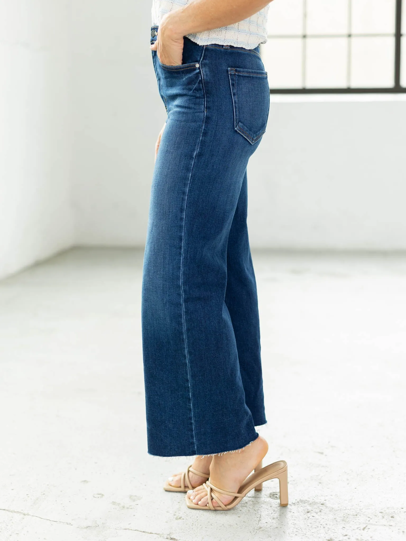 Just Black Dark Denim Scissor Cut Wide Leg