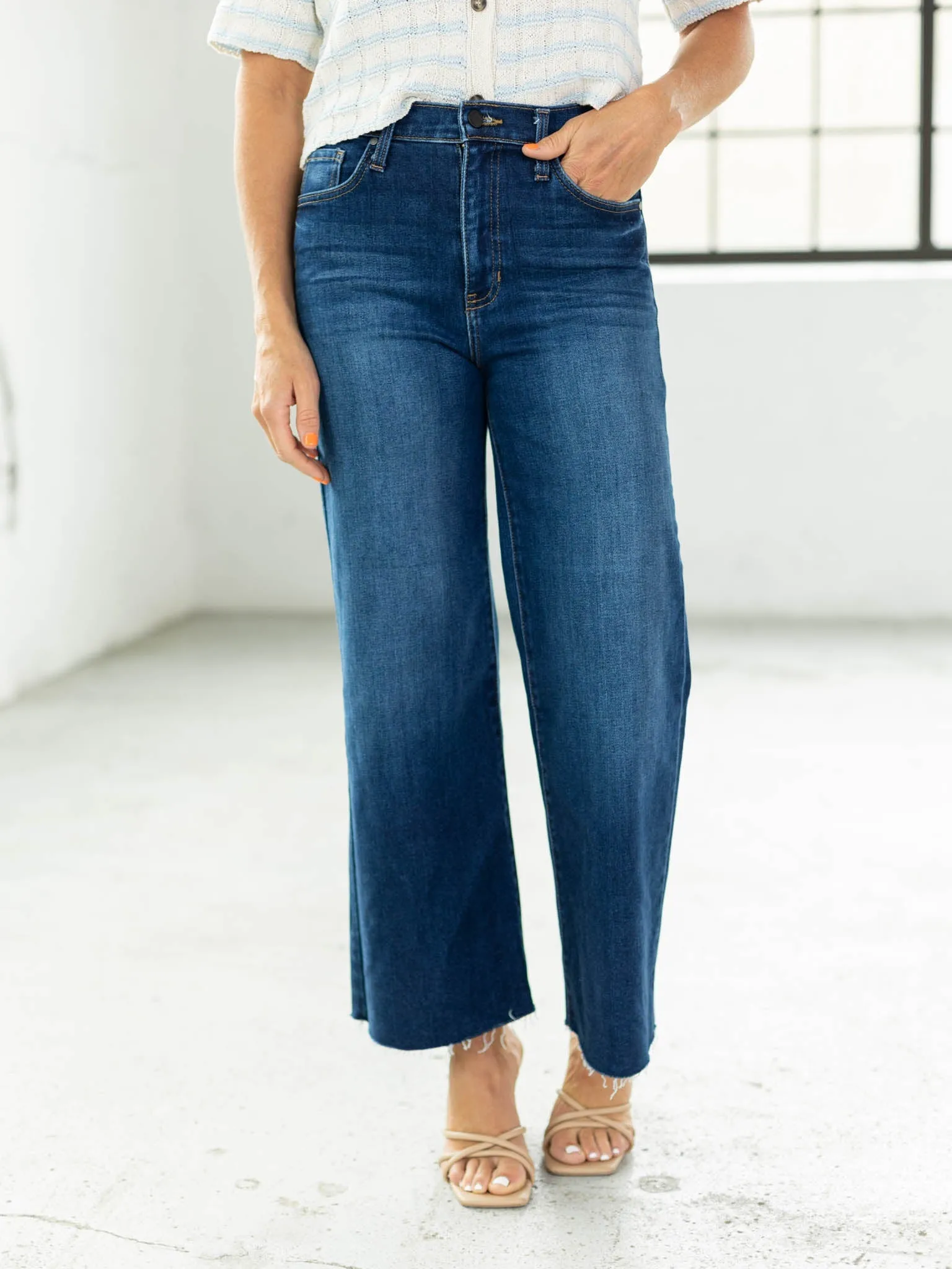 Just Black Dark Denim Scissor Cut Wide Leg