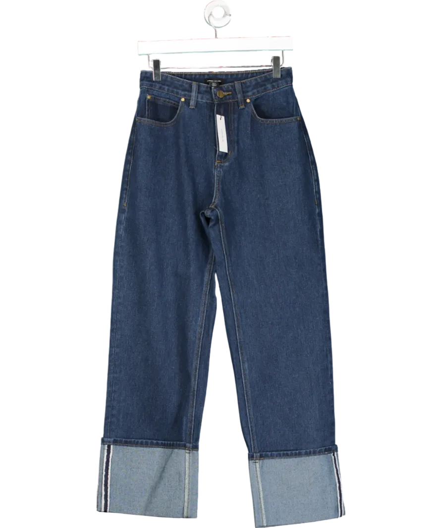Karen Millen Blue Straight Leg Turn Up Hem Jeans UK 8