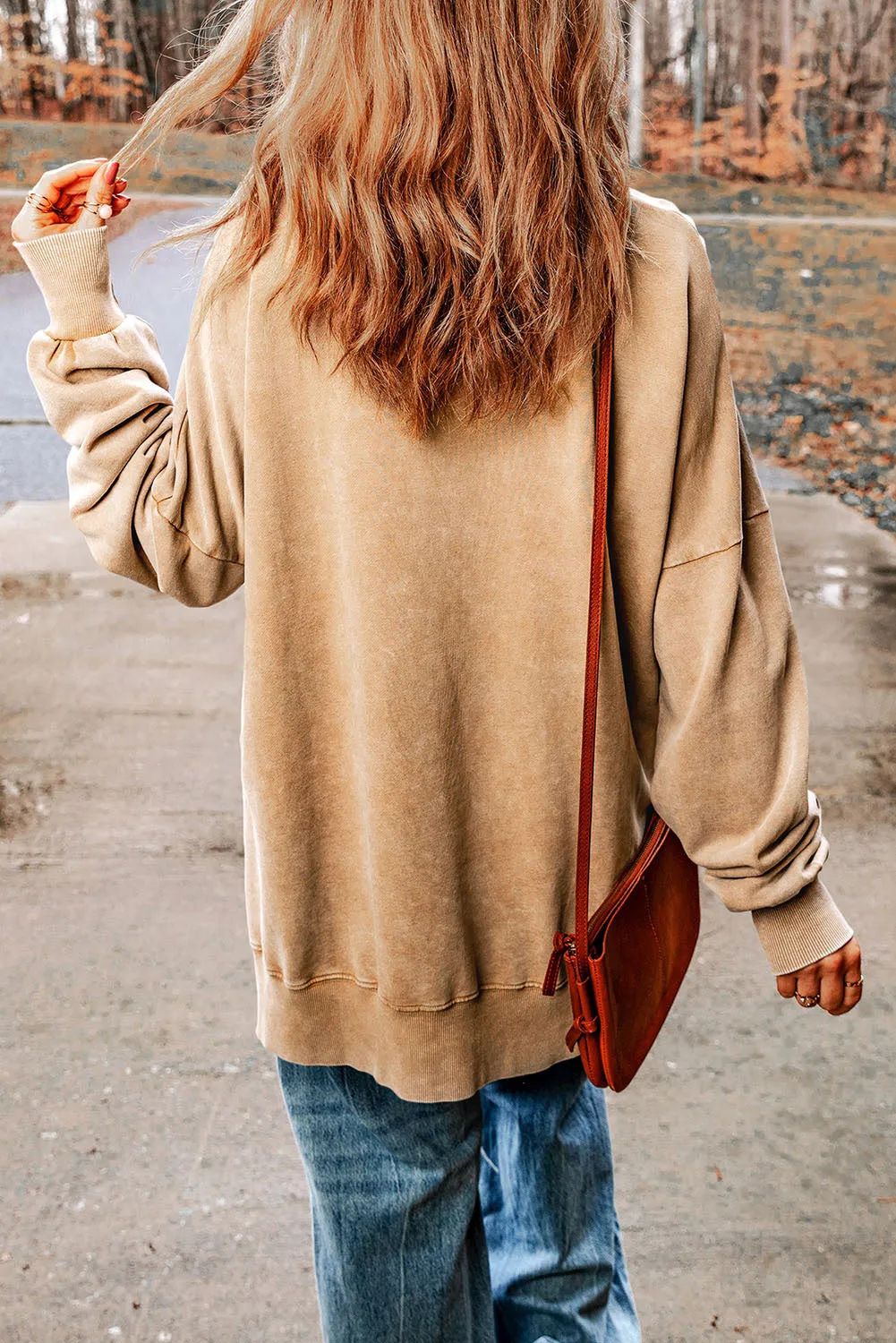 Khaki Football Turkey Nap Repeat Graphic Oversized Sweatshirt
