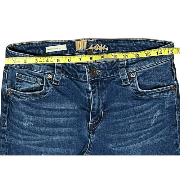 Kut From The Kloth Jeans Size 10 Women Sammie Straight Leg Denim Blue Distressed