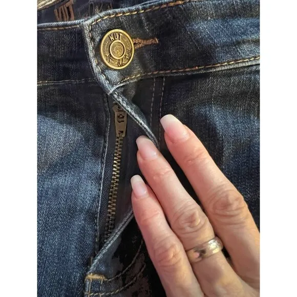 Kut From The Kloth Jeans Size 10 Women Sammie Straight Leg Denim Blue Distressed