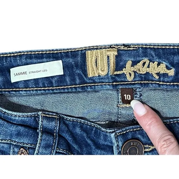 Kut From The Kloth Jeans Size 10 Women Sammie Straight Leg Denim Blue Distressed