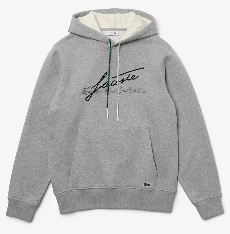 Lacoste Men's Signature Flecked Cotton Fleece Hoodie Grey SH2059-51-4JV