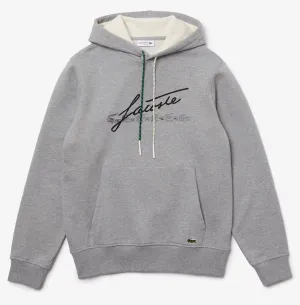 Lacoste Men's Signature Flecked Cotton Fleece Hoodie Grey SH2059-51-4JV