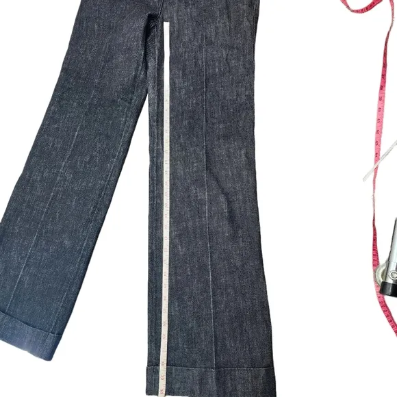 Lauren, Ralph Lauren. NWT! Y2k, black Denim Wide Leg Jeans w/ Cuff Detail. 4