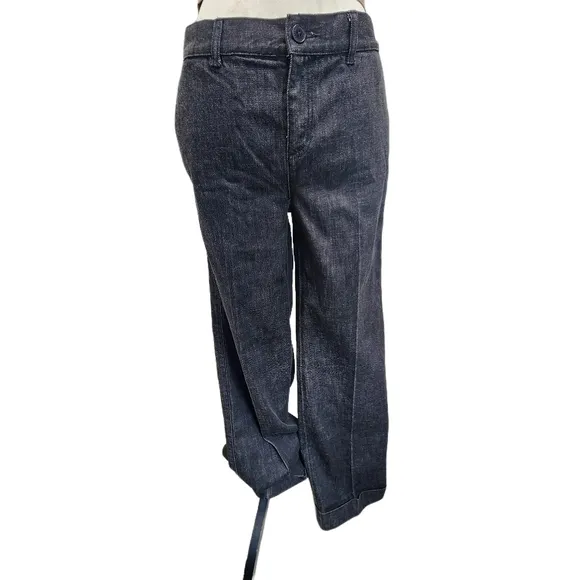 Lauren, Ralph Lauren. NWT! Y2k, black Denim Wide Leg Jeans w/ Cuff Detail. 4