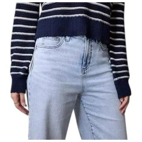 LC Lauren Conrad Womens Super High Rise Raw Hem Wide Leg Jeans Sz 14 NWT