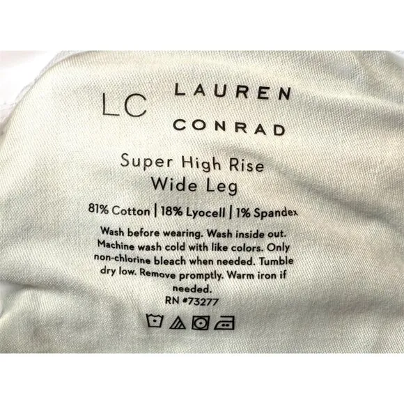 LC Lauren Conrad Womens Super High Rise Raw Hem Wide Leg Jeans Sz 14 NWT