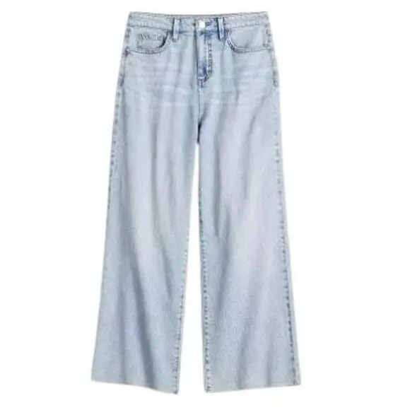 LC Lauren Conrad Womens Super High Rise Raw Hem Wide Leg Jeans Sz 14 NWT