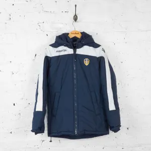 Leeds United Coach Quilt Parka Jacket Coat - Blue - S