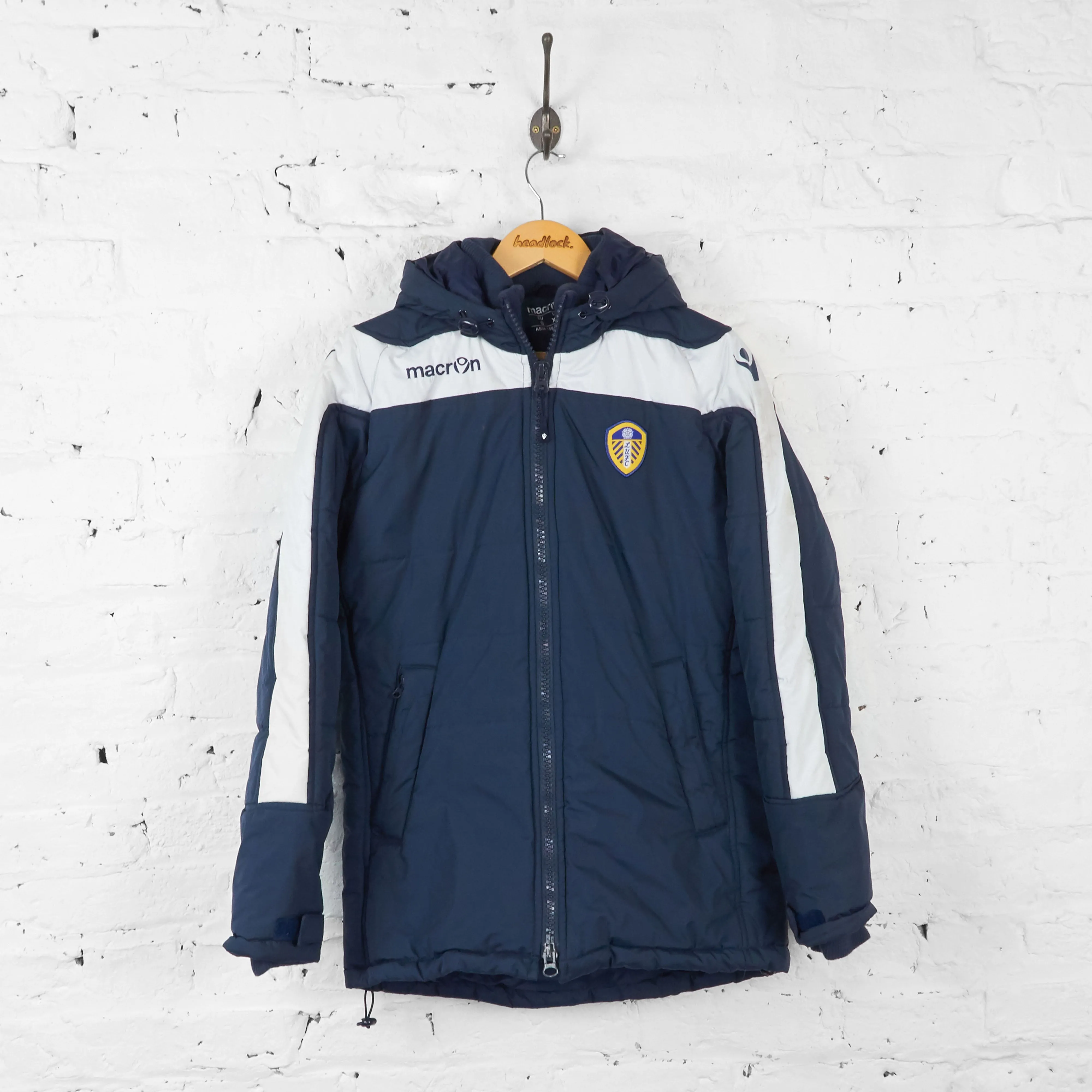 Leeds United Coach Quilt Parka Jacket Coat - Blue - S