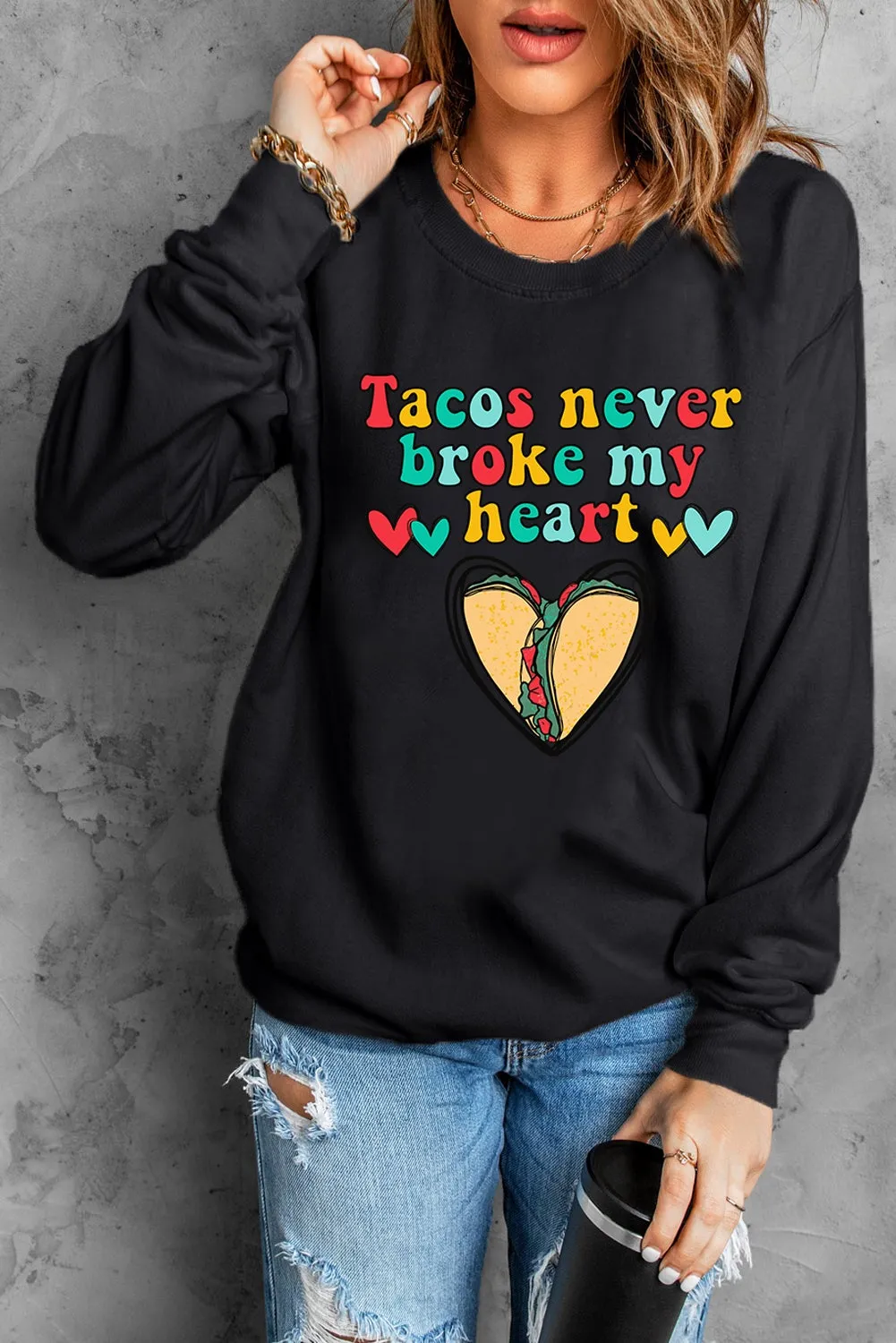 Letter Graphic Heart Sweatshirt