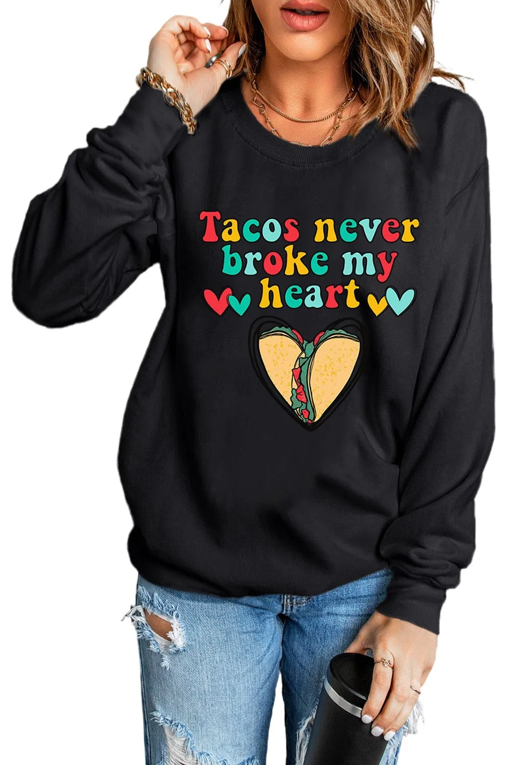Letter Graphic Heart Sweatshirt