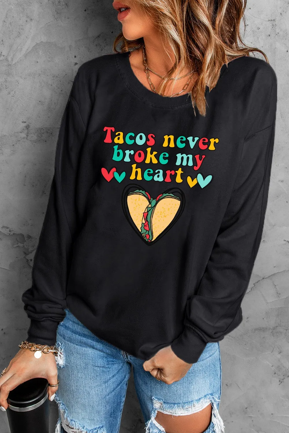 Letter Graphic Heart Sweatshirt
