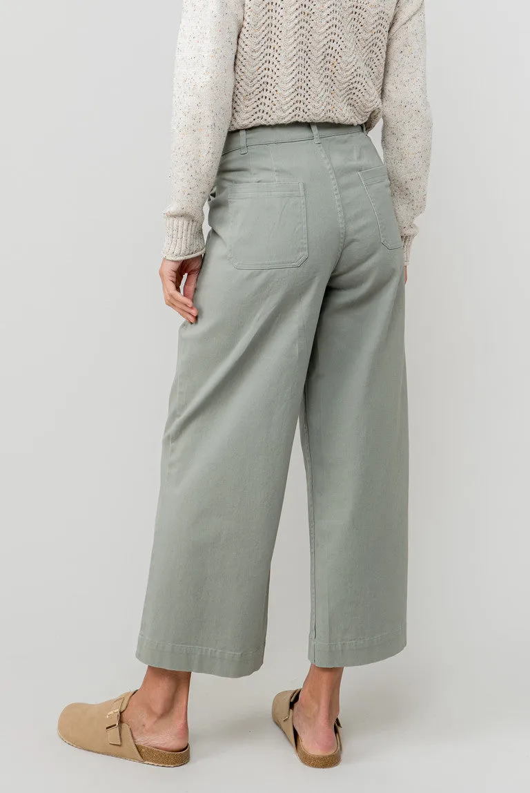 Lily & Me Isla Crop Trouser Twill Sage