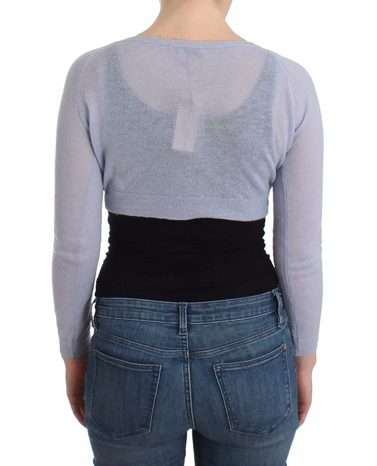 Lingerie Blue Knit Cropped Sweater Cardigan