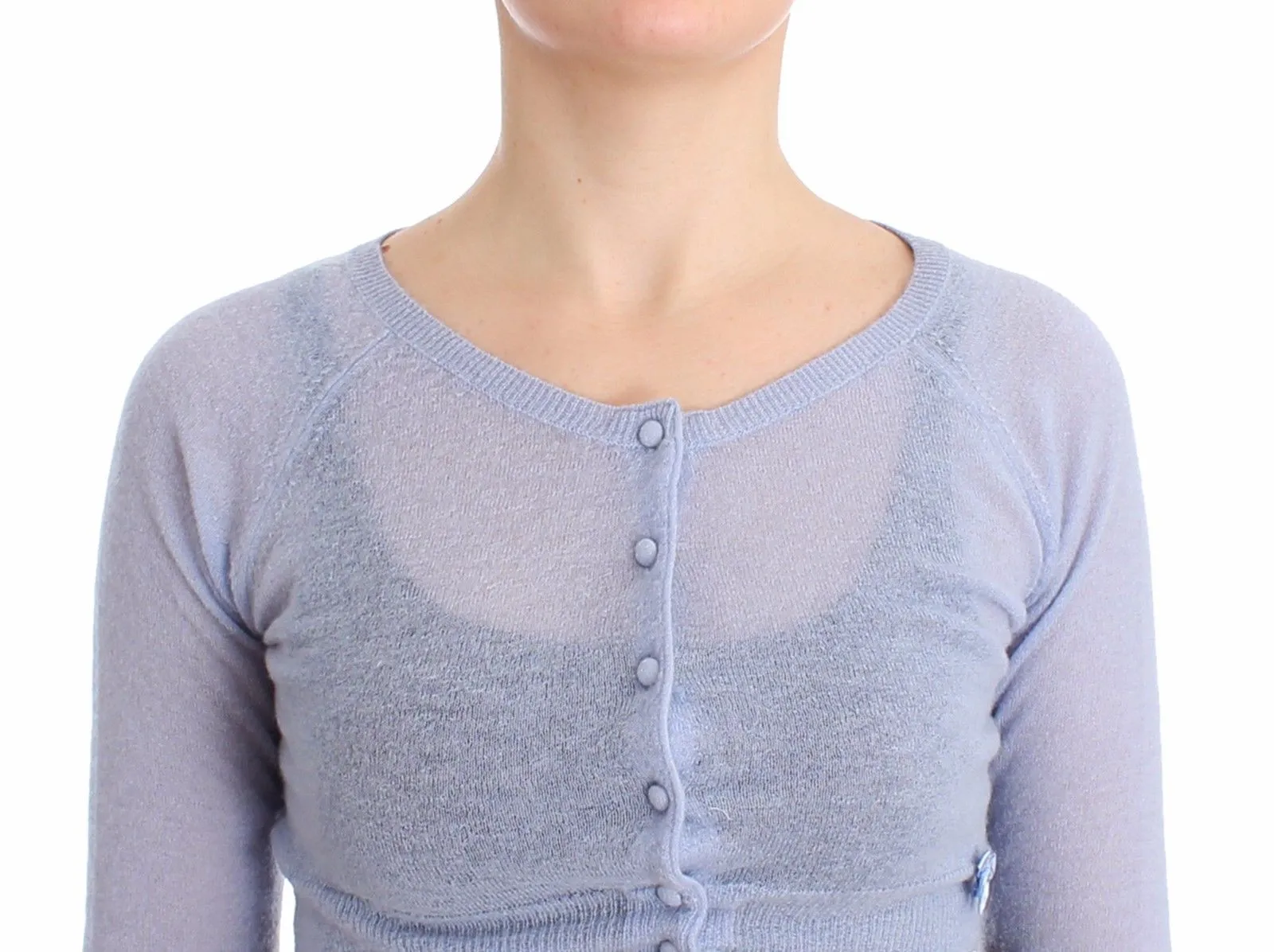 Lingerie Blue Knit Cropped Sweater Cardigan