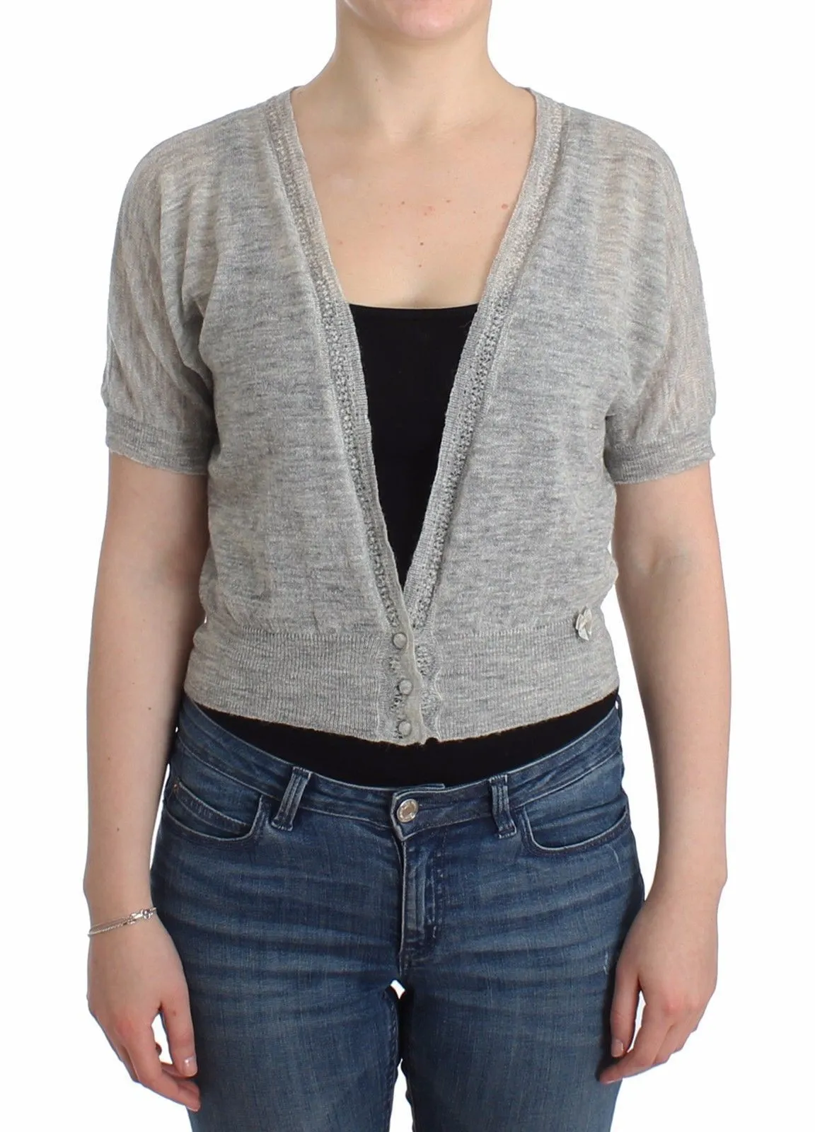 Lingerie Knit Cropped Wool Sweater Cardigan