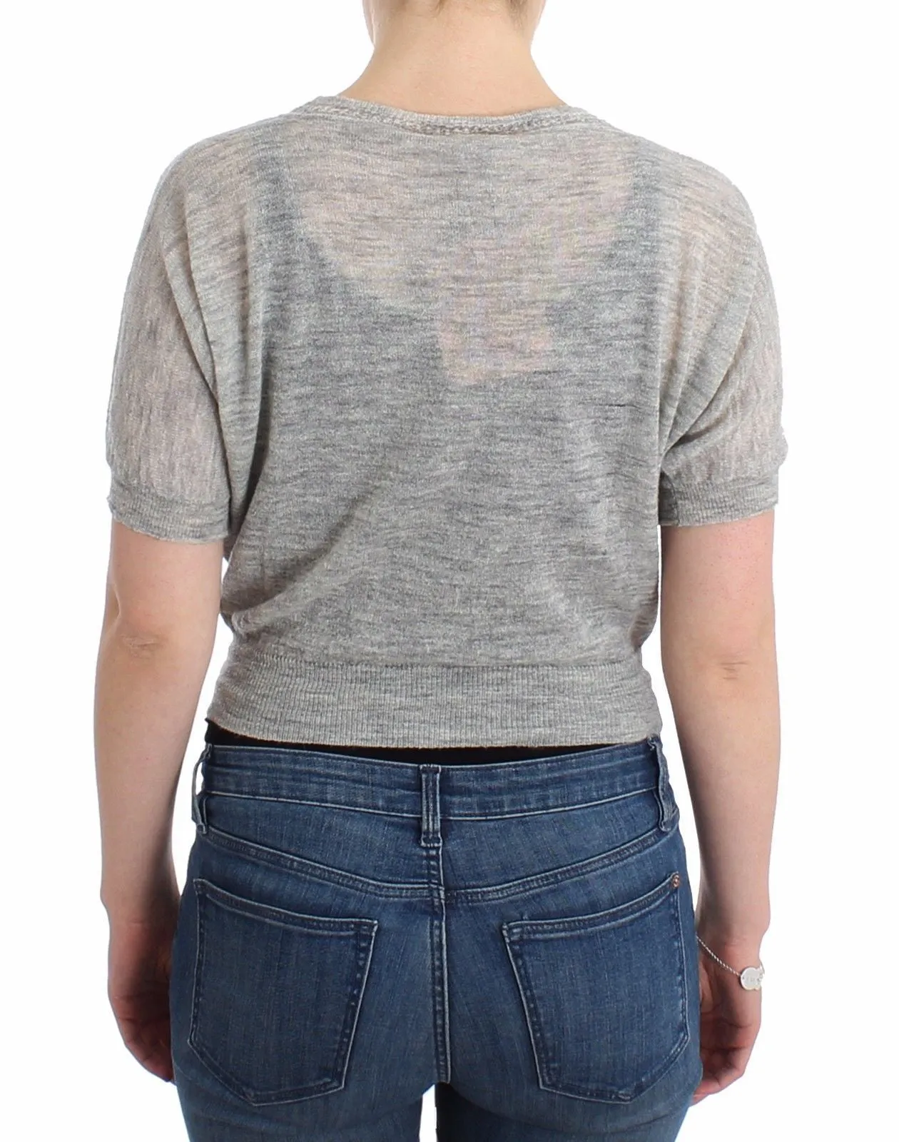 Lingerie Knit Cropped Wool Sweater Cardigan