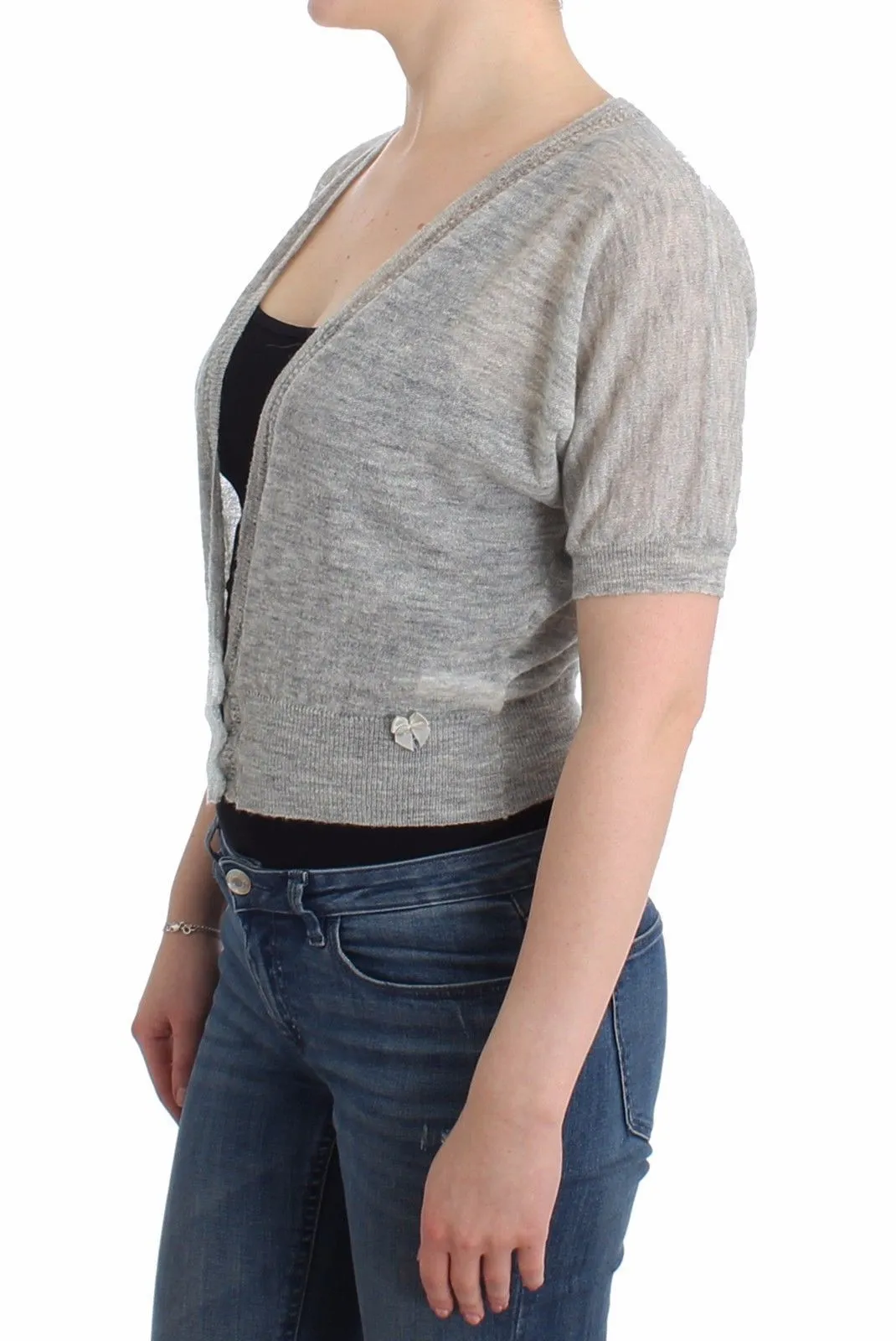 Lingerie Knit Cropped Wool Sweater Cardigan