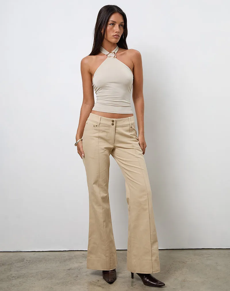 Lintira Slim Leg Trouser in Twill Sand