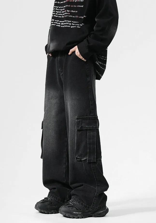 Loose Wide-Leg Cargo Jeans