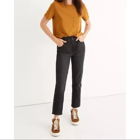 Madewell Sumner Black Wash High Rise Tapered Perfect Vintage Crop Jeans