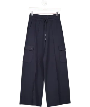M&S Blue Ponte Utility Wide Leg Trousers UK 8