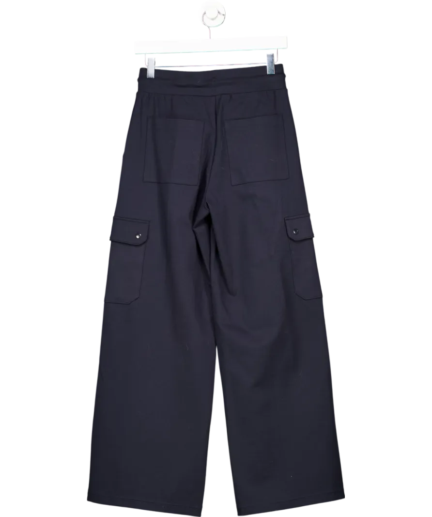 M&S Blue Ponte Utility Wide Leg Trousers UK 8