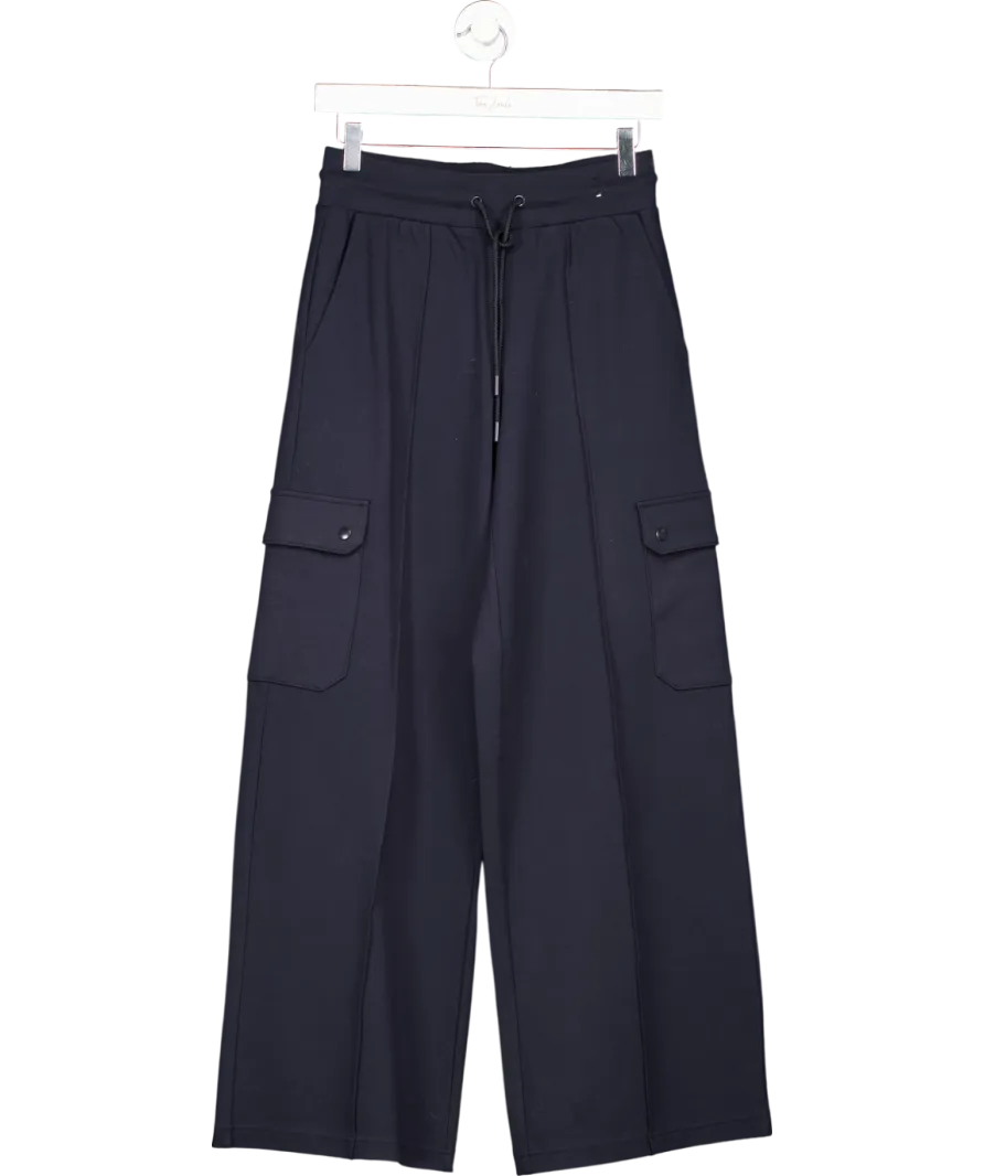 M&S Blue Ponte Utility Wide Leg Trousers UK 8
