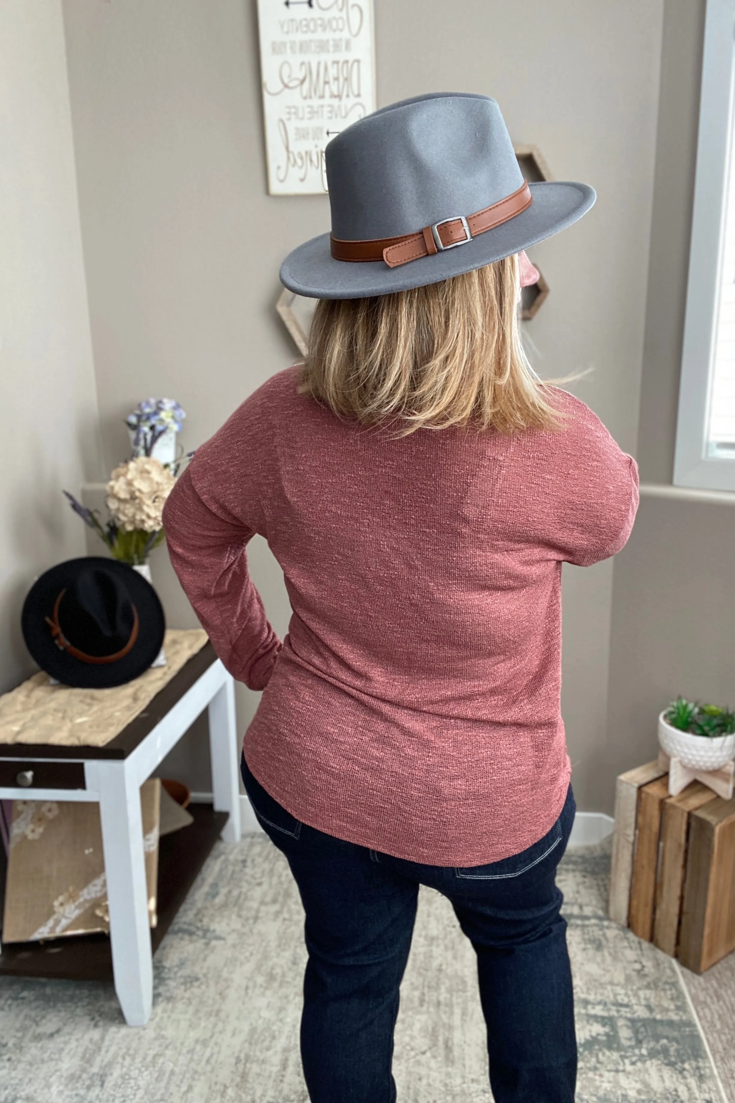 Mauve Color Block Knit Top