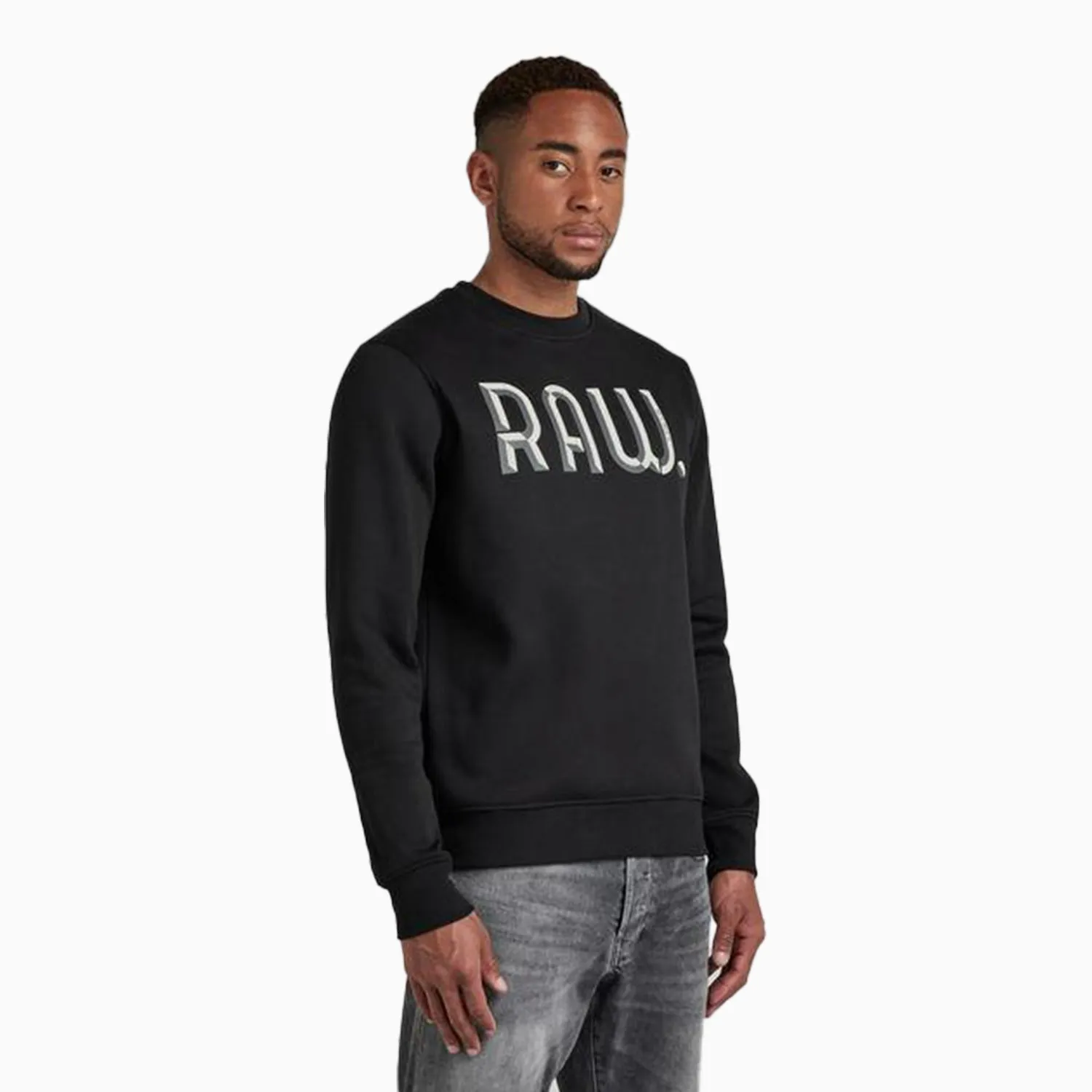 Men's 3D Raw Crew Neck Sweatshirt