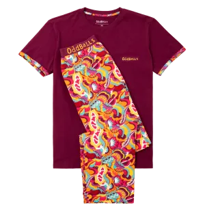 Mens Long Pyjamas - Festival - Trousers & T-Shirt
