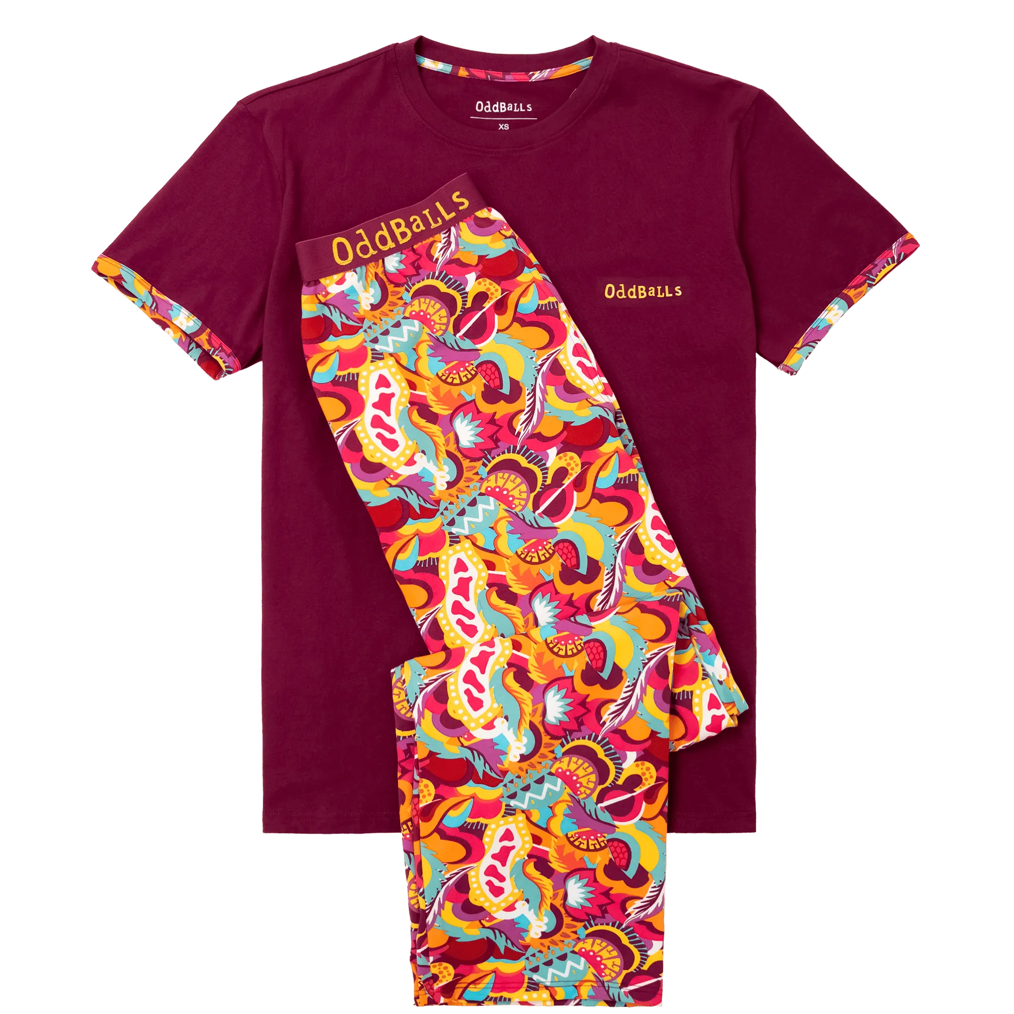 Mens Long Pyjamas - Festival - Trousers & T-Shirt