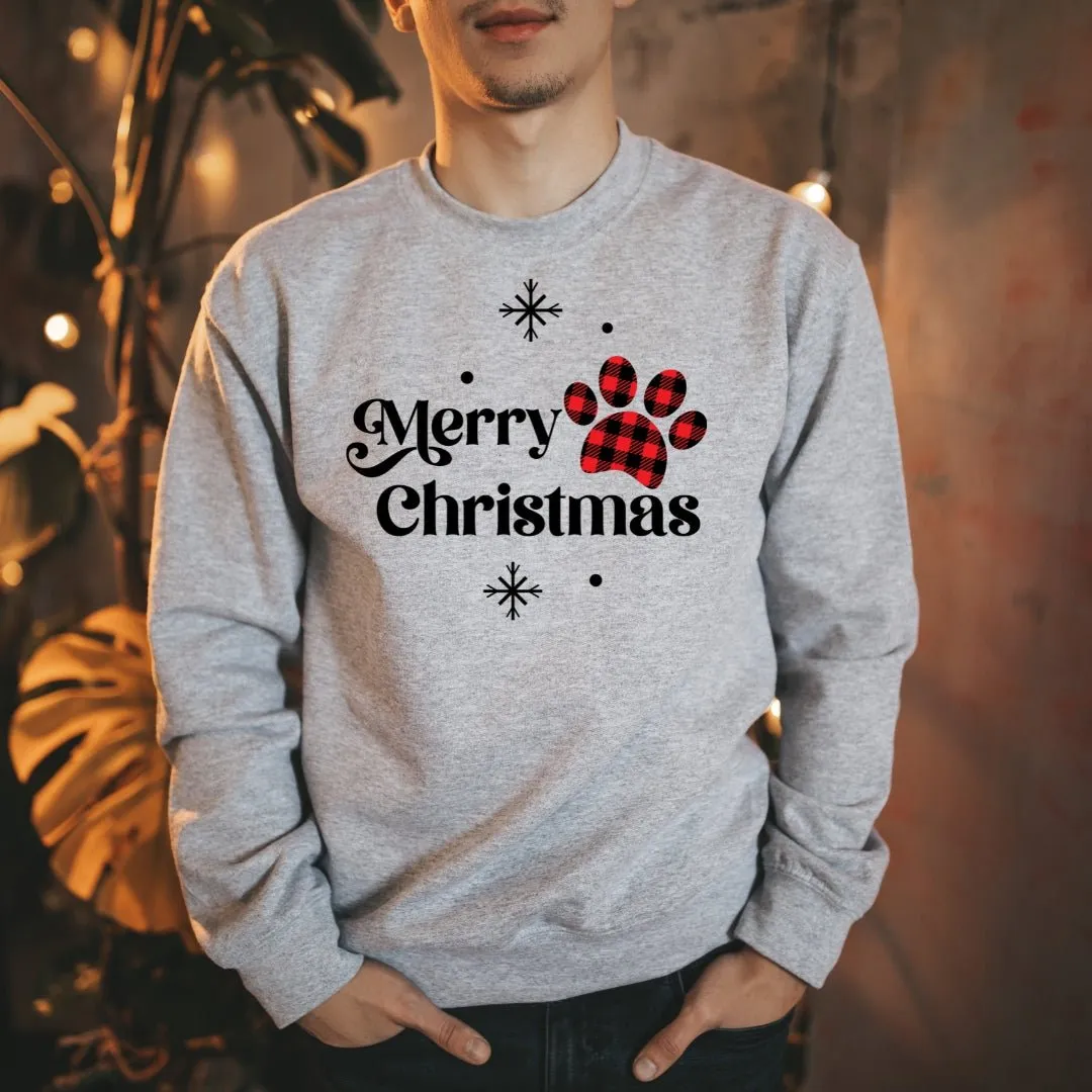 Merry Christmas Plaid Paw Sweatshirt