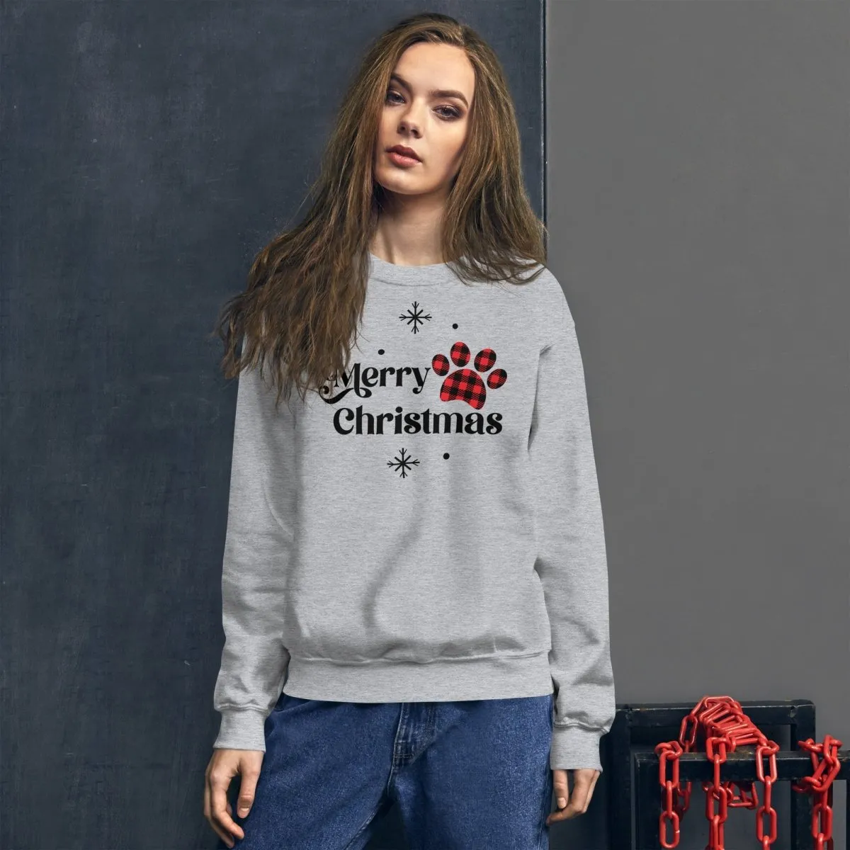 Merry Christmas Plaid Paw Sweatshirt