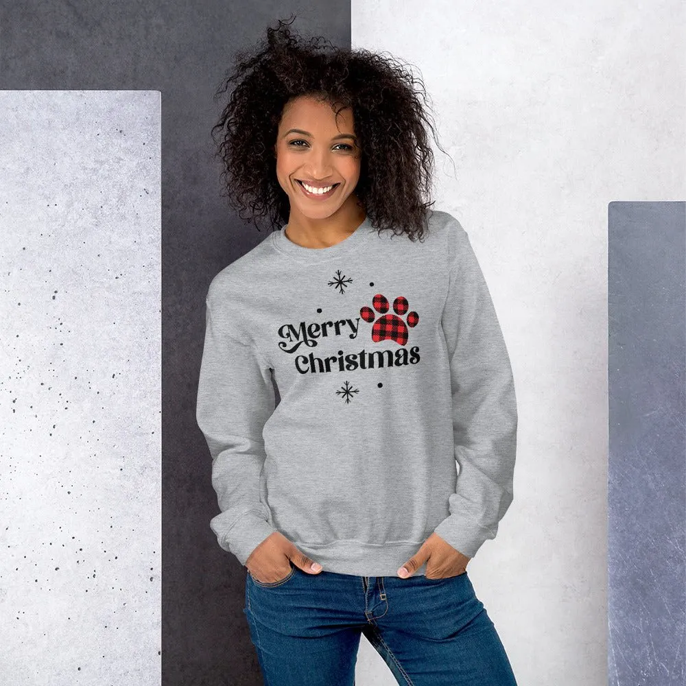 Merry Christmas Plaid Paw Sweatshirt