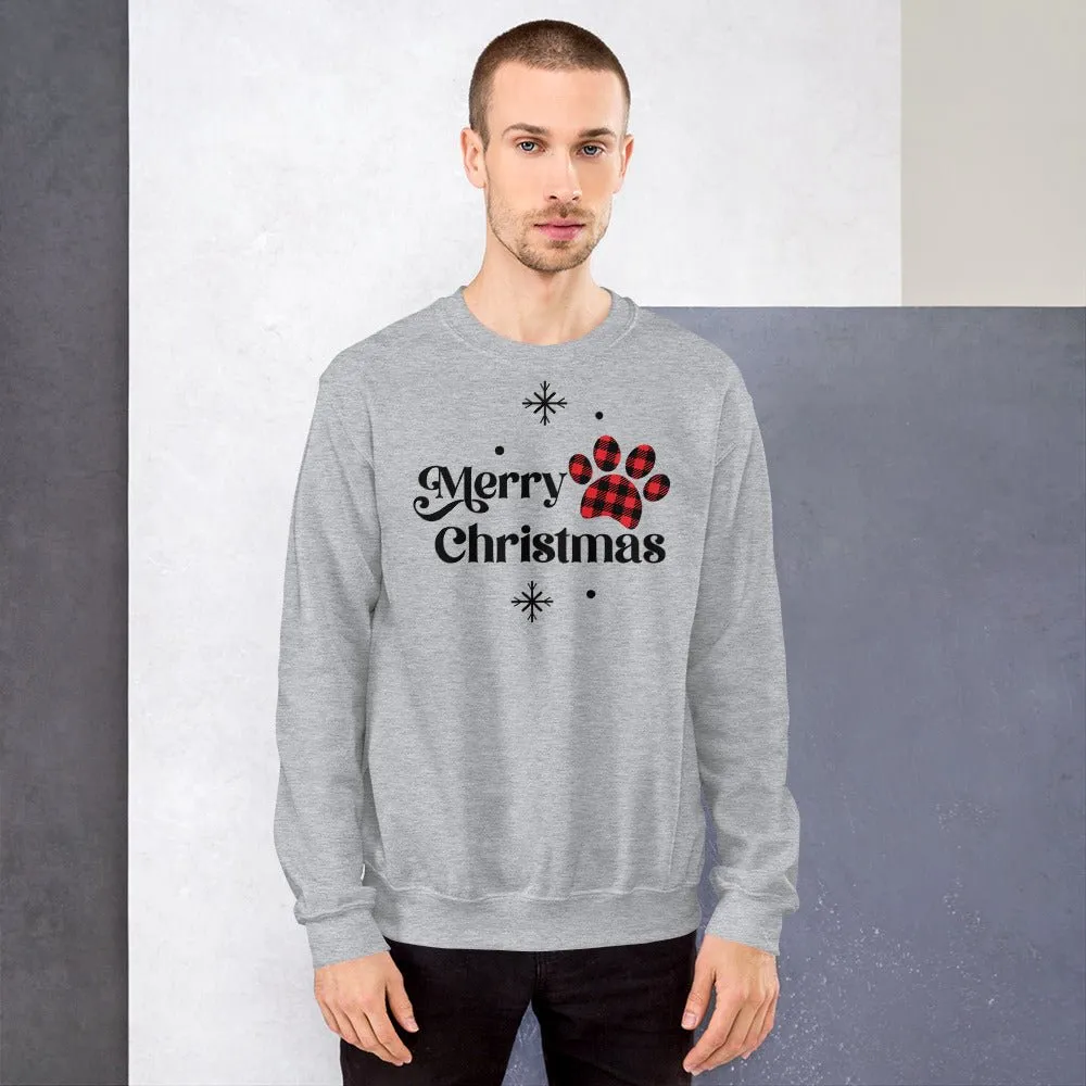 Merry Christmas Plaid Paw Sweatshirt