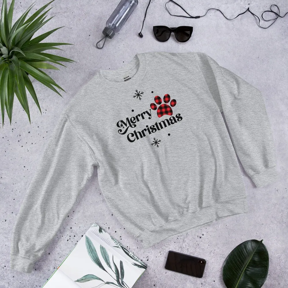 Merry Christmas Plaid Paw Sweatshirt